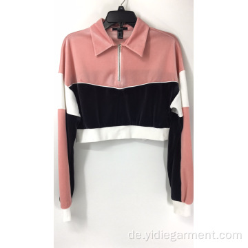 Pink geschnittene Velet-Jacke für Damen